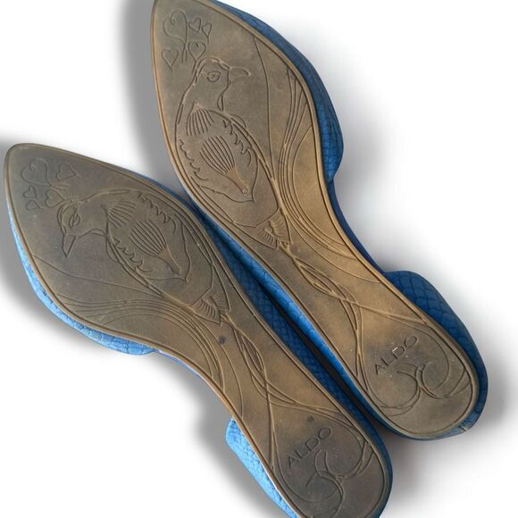 ALDO Women's Pointed Toe Flats Blue Textured Slip-On Size 8.5 - Picture 5 of 6